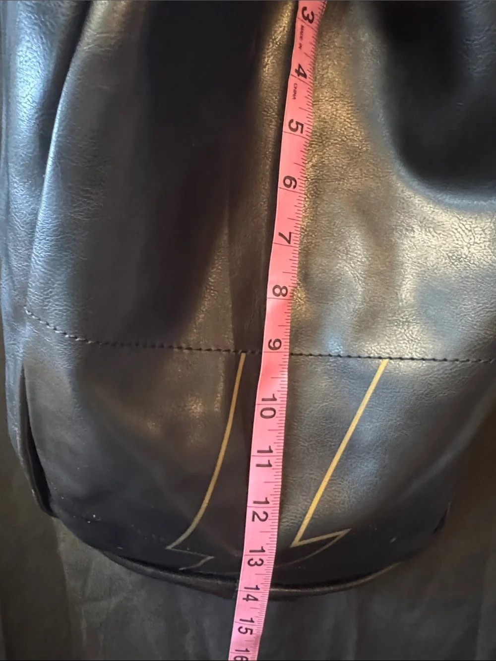 Black Faux Leather Drawstring Backpack - Unbranded